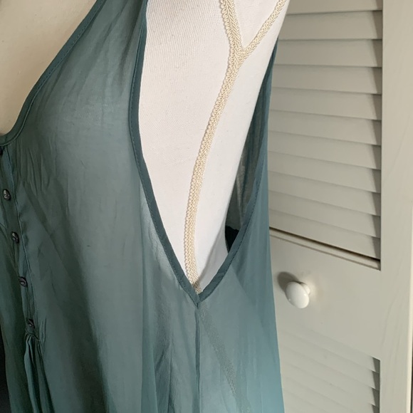 Monoreno for Anthropologie Sheer Tunic Tank Dress Women’s Blue Pockets Sz Large - Picture 4 of 12